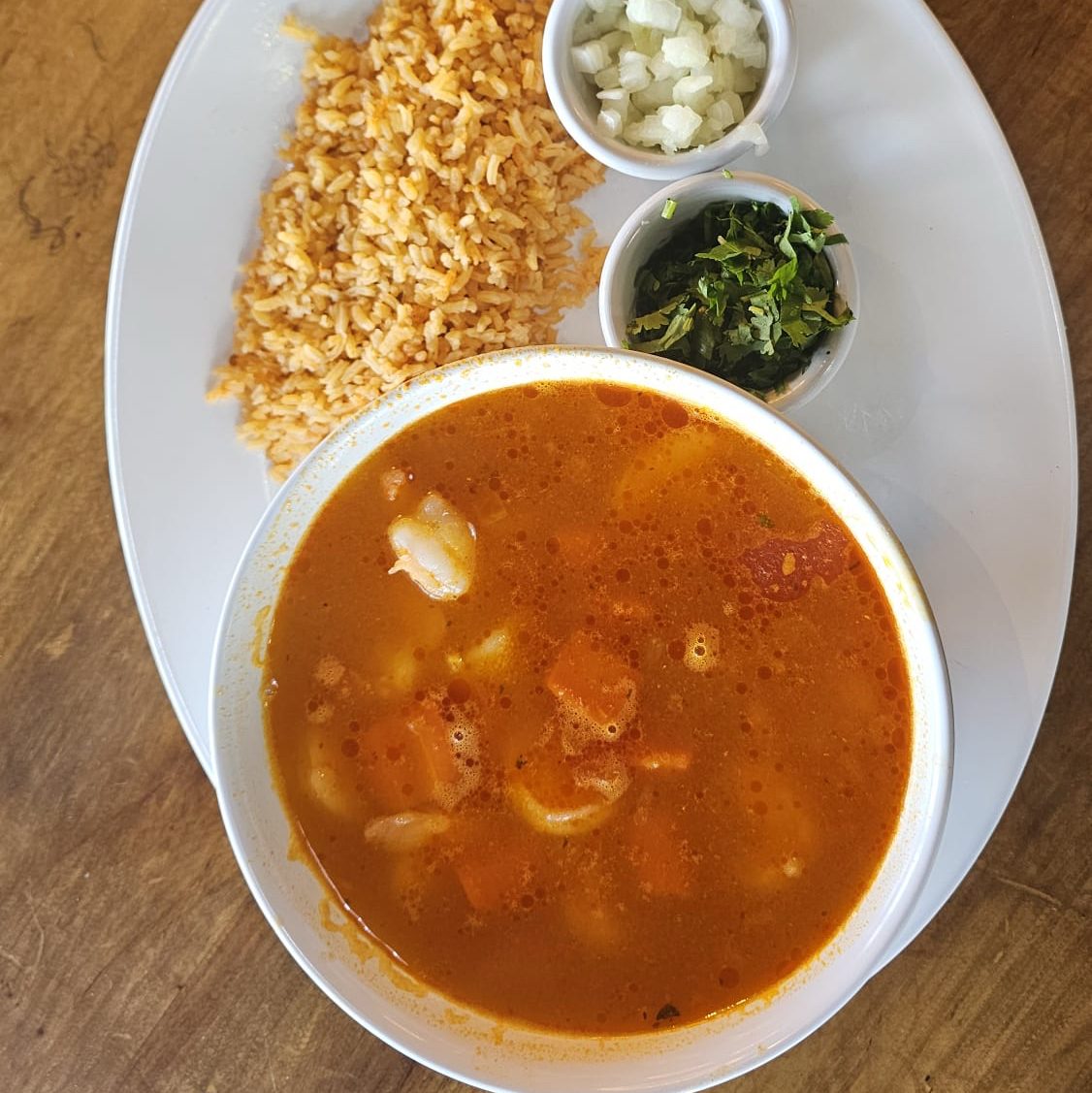 Shrimp soup (Caldo de camaron).
