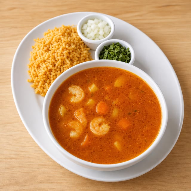 Shrimp soup (Caldo de camaron).